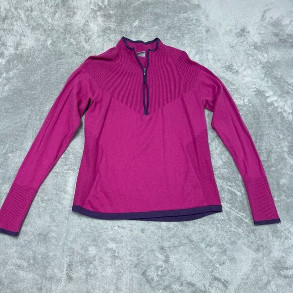 Columbia XL Womens Zip Pullover Sweater Ribbed Pink Purple Detail a0491 - Picture 1 of 9